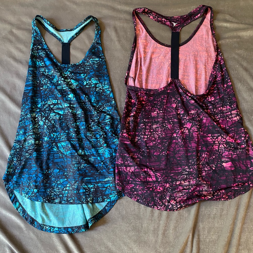 Pink & Blue Old Navy Racerback Workout Tops